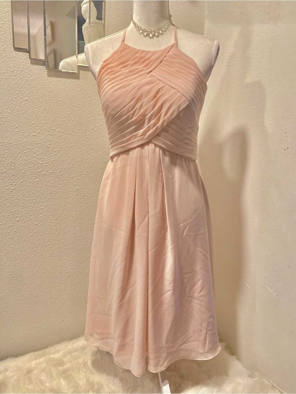 AW Bridal Jessica Chiffon Dress Pink Pearl Bridesmaid Wedding Formal